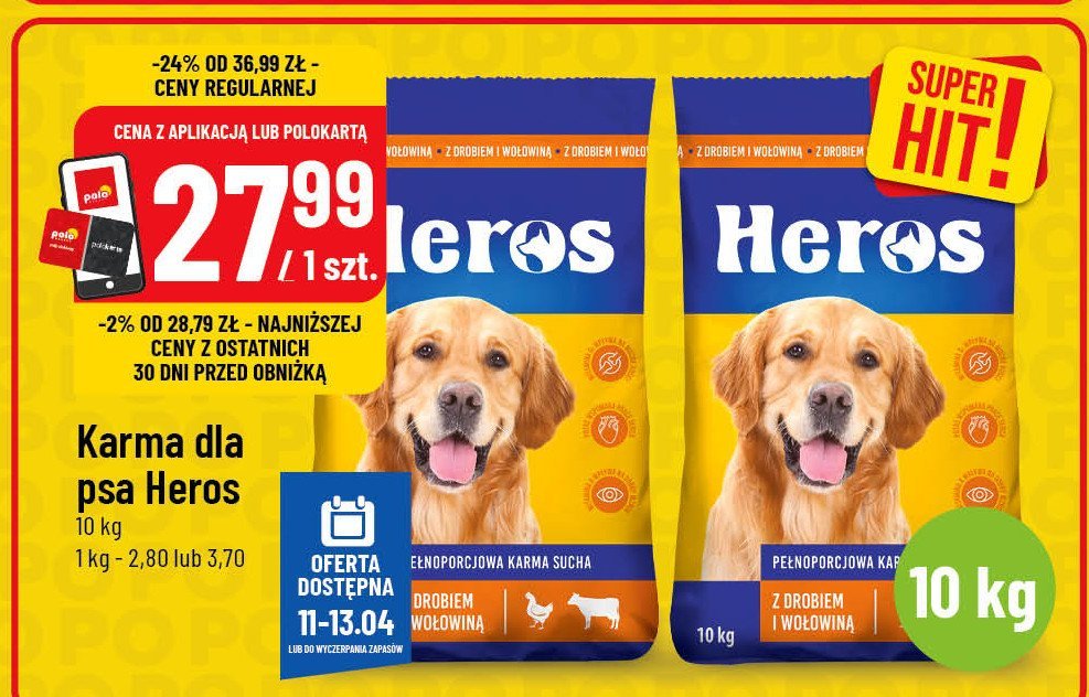 Karma dla psa z drobiem i wo艂owin膮 Heros (karmy) promocja