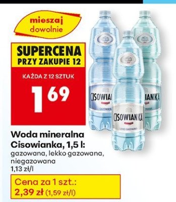 Woda mineralna Cisowianka, 1,5 l gazowana promocja w Biedronka