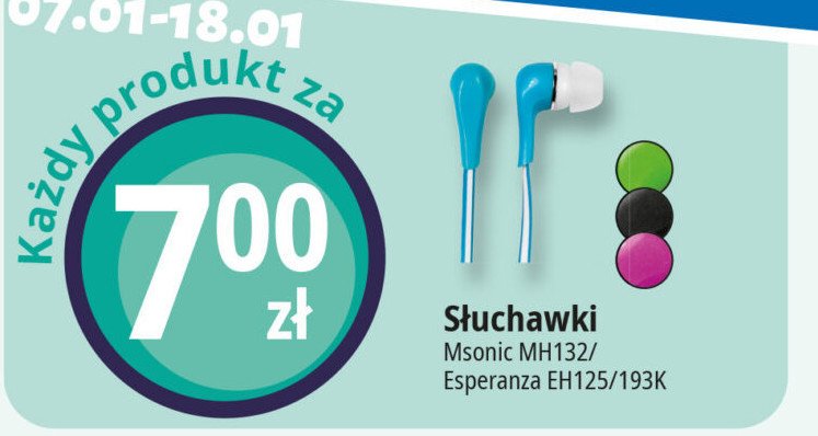 Słuchawki mh-132 różowe Msonic promocja w Leclerc