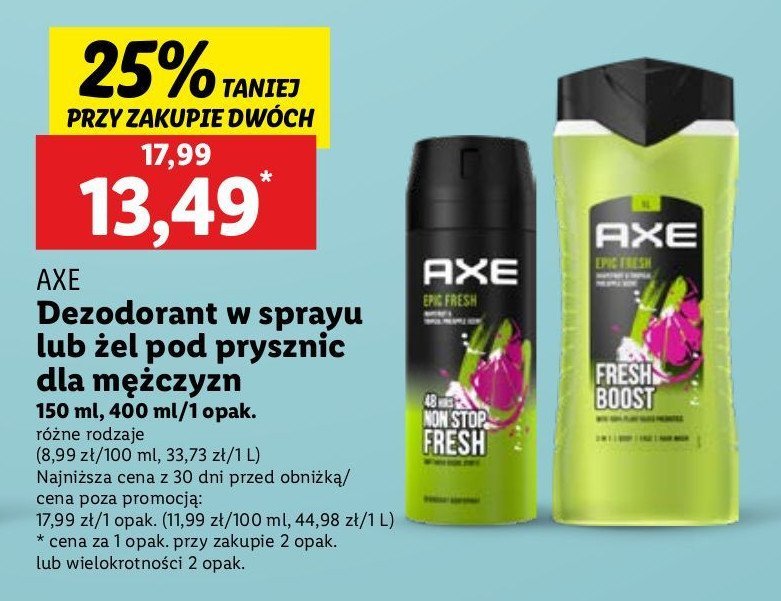 Dezodorant Axe epic fresh promocja