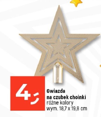 Gwiazda na czubek choinki różne kolory, wym. 18,7 x 19,8 cm promocja w Dealz