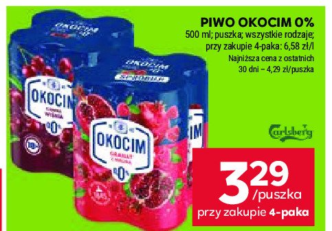 Piwo Okocim radler granat z maliną 0% promocja