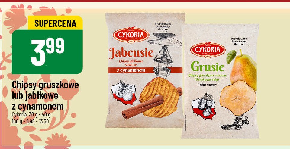 Chipsy gruszkowe Cykoria promocja w POLOmarket