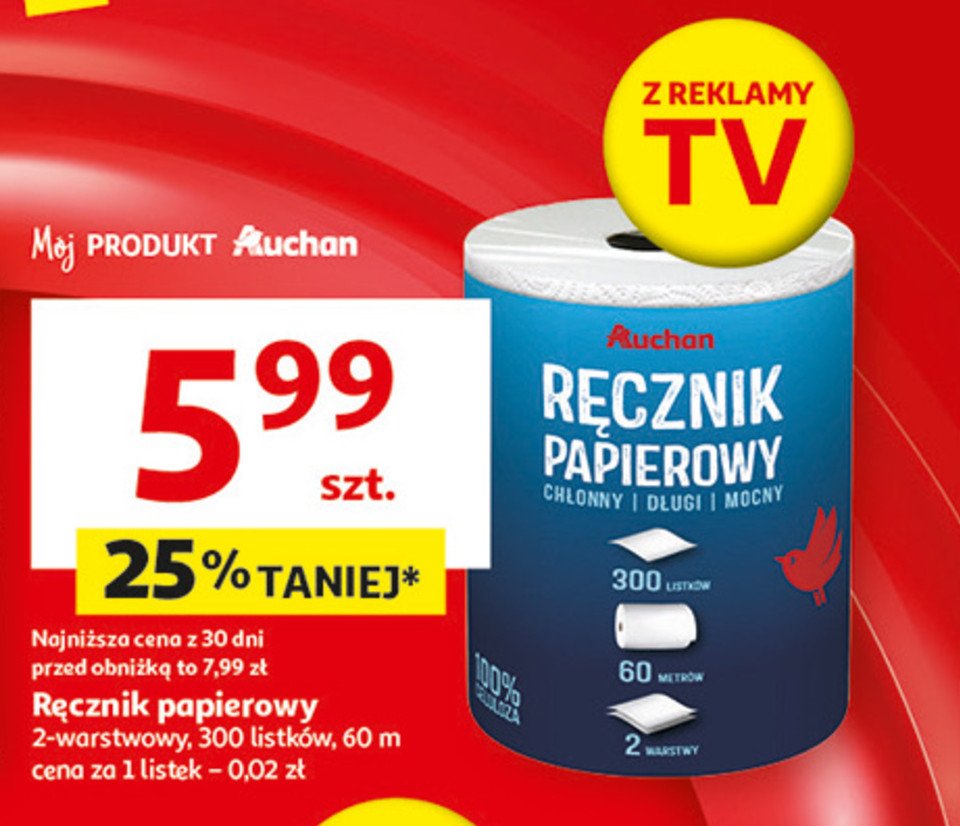 Ręcznik kuchenny 300 listków Auchan promocja w Auchan