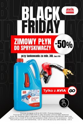 Plakat Black Friday, strona 0 promocja w AVIA Stacje Paliw
