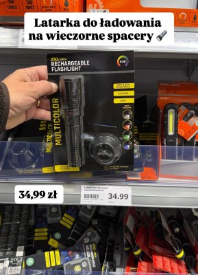 Latarka do ładowania wielokolorowa 250 Lumen promocja w Action