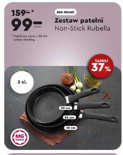 Zestaw patelni rubella 20 cm + 24 cm + 28 cm Mg home promocja