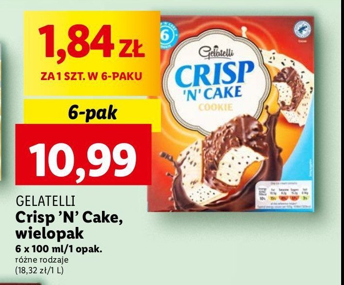 Lody crisp'n' cake cookie Gelatelli promocja