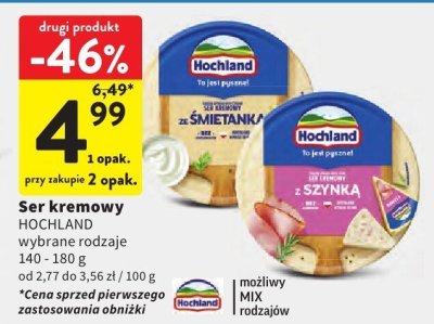 Ser kremowy HOCHLAND wybrane rodzaje promocja w Intermarche