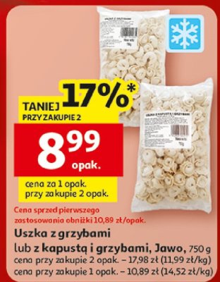 Uszka z grzybami lub z kapustą i grzybami, Jawo, 750 g promocja w Auchan
