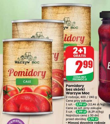 Pomidory całe bez skórki Warzyw Moc promocja w Dino
