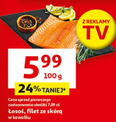 Łosoś, filet ze skórą w kawałku promocja w Auchan