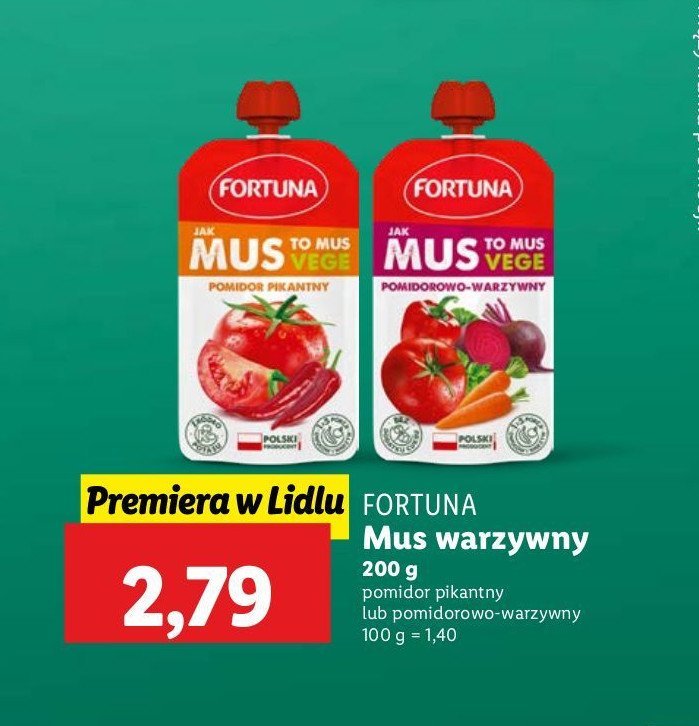 Mus pomidor pikantny Fortuna promocja w Lidl