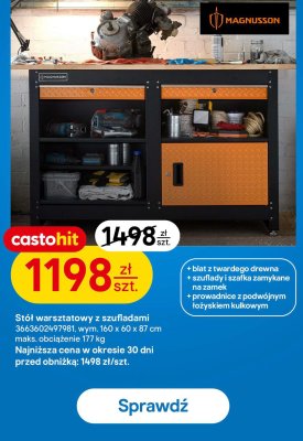 Stół warsztatowy z szufladami 160 x 60 x 87 cm promocja w Castorama