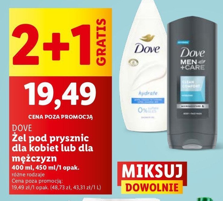 Żel pod prysznic clean comfort Dove men+care promocja w Lidl