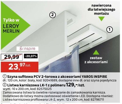 Szyna sufitowa PCV YAROS INSPIRE promocja w Leroy Merlin