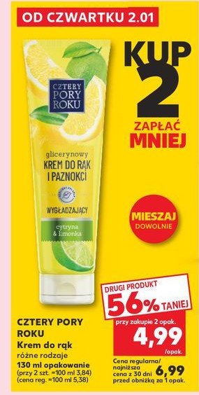 Krem do rąk glicerynowy cytryna i limonka Cztery pory roku promocja