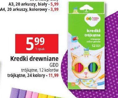 Kredki ołówkowe trójkątne HAPPY COLOR promocja