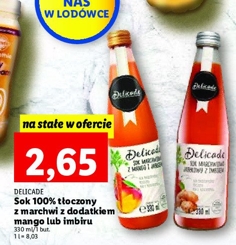 Sok marchewkowo-jabłkowy z mango Delicade promocja