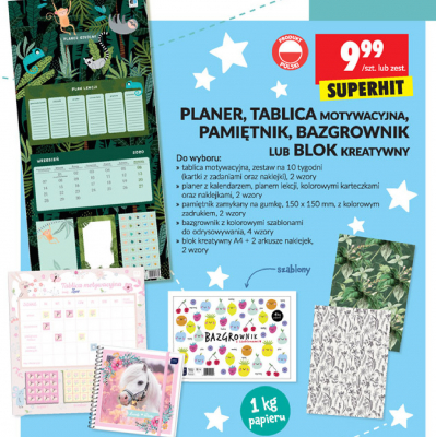 Planer z kalendarzemr + plan lekcji + kolorowe karteczki promocja