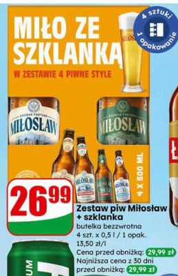 Zestaw piw Miłosław + szklanka promocja w Dino