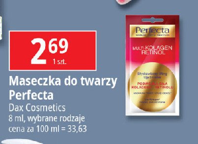 Maska na twarz szyję i dekolt podwójna siła kolagenu Perfecta multi kolagen retinol promocja