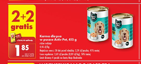 Karma dla psa z kurczakiem w galarecie Activ pet promocja