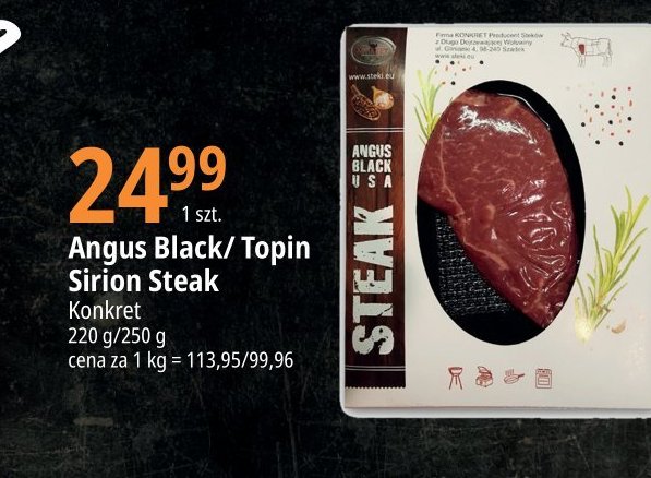 Stek wo艂owy top sirloin KONKRET STEKI promocja
