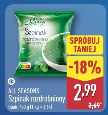 Szpinak rozdrobniony promocja w Aldi