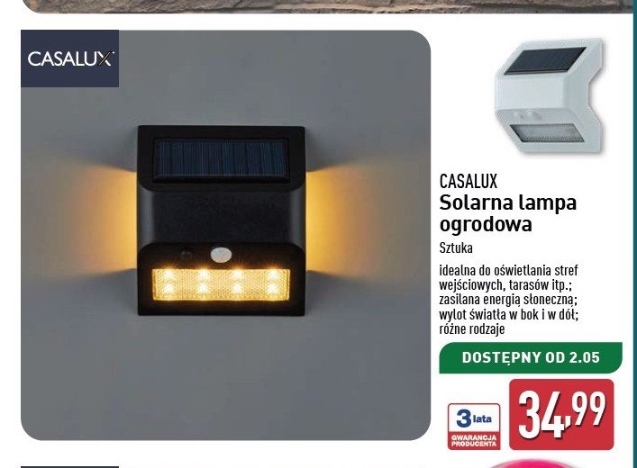 Lampa solarna ogrodowa Casalux promocja w Aldi