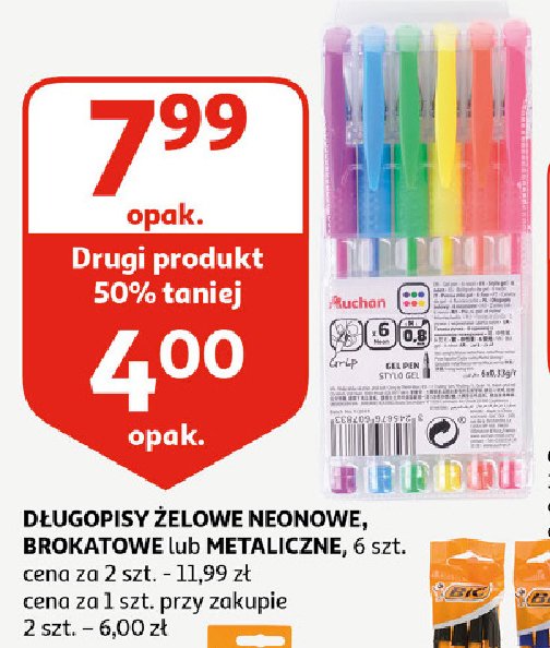 Długopisy neonowe Auchan promocja