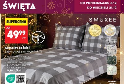 Komplet pościeli satynowej z mikrowłókna 220x200cm + 2x 70x80cm promocja w Biedronka