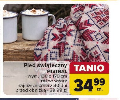 Pled świąteczny sherpa mistral 130 x 170 cm promocja w Carrefour