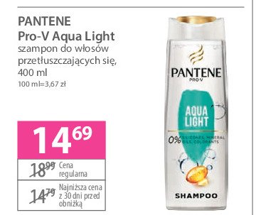 Szampon do włosów cienkich Pantene pro-v aqua light promocja