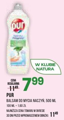 Balsam do mycia naczyń PUR promocja w Drogerie Natura