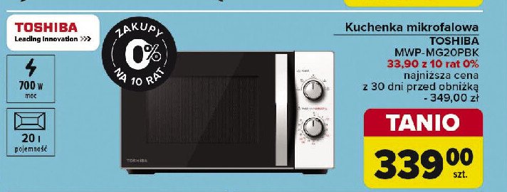 Kuchenka mikrofalowa mwp-mg20pbk Toshiba promocja