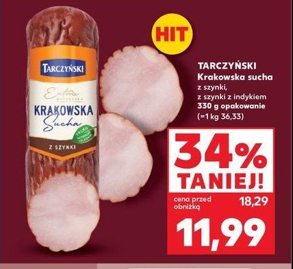 Kiełbasa krakowska sucha z indykiem Tarczyński promocja w Kaufland