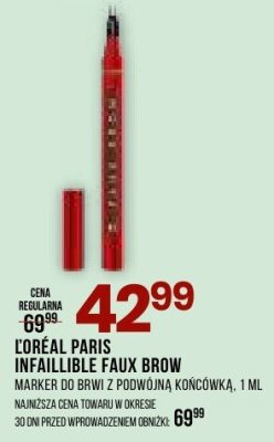 LOREAL PARIS INFAILLIBLE FAUX BROW MARKER DO BRWI Z PĘDOWNĄ KOŃCÓWKĄ 1 ML promocja w Drogerie Natura