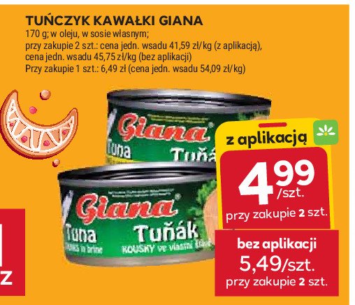 Tuńczyk kawałki w oleju roślinnym Giana promocja w Stokrotka