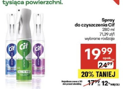 Spray do czyszczenia Cif wybrane rodzaje promocja w Delikatesy Centrum