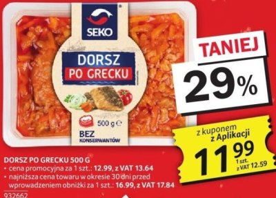 Dorsz po grecku Seko 500 g promocja w Selgros