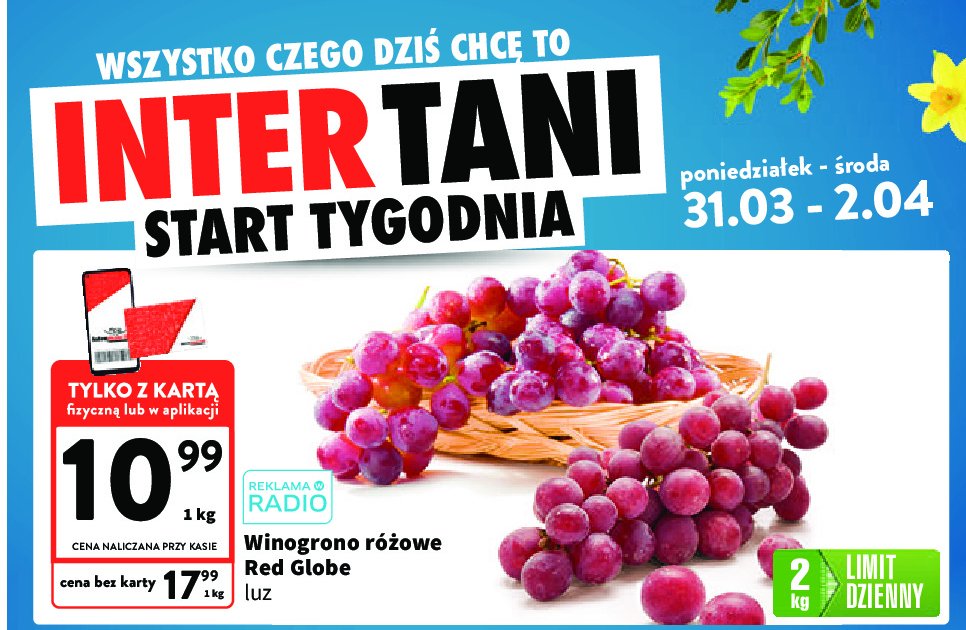 Winogrona różowe red globe promocja w Intermarche