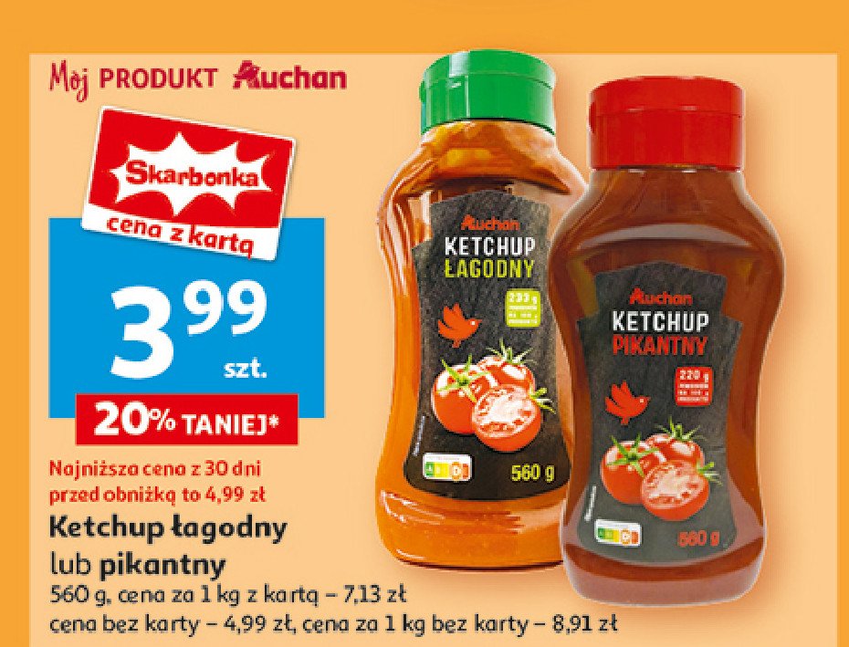 Ketchup łagodny Auchan różnorodne (logo czerwone) promocja