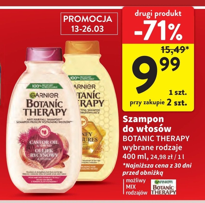 Szampon do włosów miód & propolis Garnier botanic therapy promocja w Intermarche