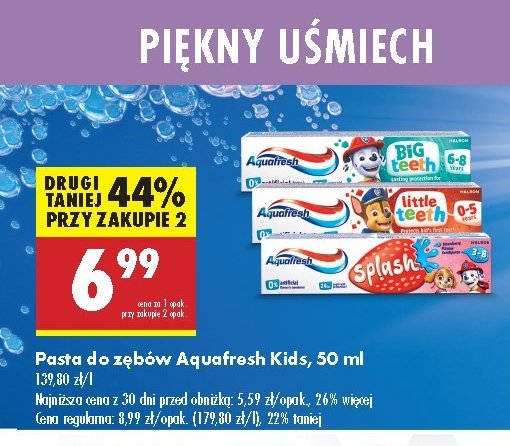 Pasta do zębów 6+ Aquafresh my big teeth promocja