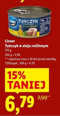 Tuńczyk w oleju roślinnym Lisner promocja w Lidl
