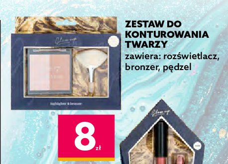 Zestaw do konturowania twarzy: roz艣wietlacz + bronzer + p臋dzel promocja