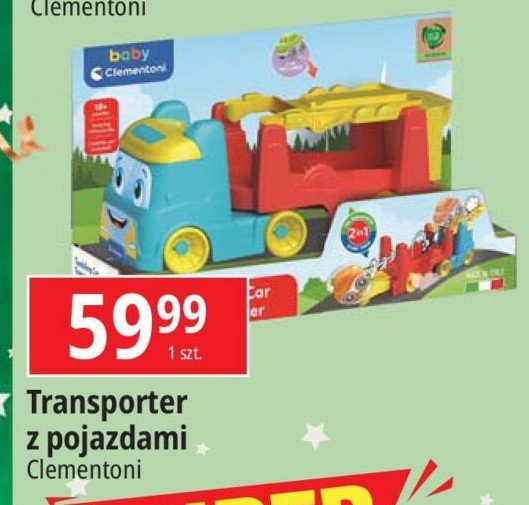 Transporter z pojazdami Clementoni promocja w Leclerc