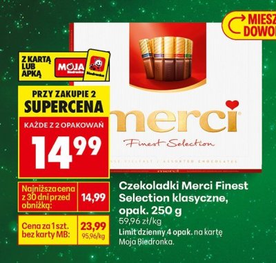 Czekoladki Merci Finest Selection klasyczne  promocja w Biedronka
