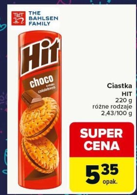 Ciastka HIT choco różne rodzaje promocja w Carrefour